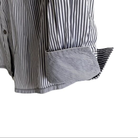 Max VOLMARY Diamonds And Pearls Striped Button Front Shirt Blue White 14 - Picture 7 of 11